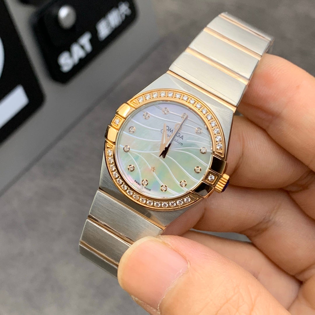 VARELLO CLASSIC LADIES 27MM QUARTZ DIAMOND BEZEL MOTHER OF PEARL DIAL