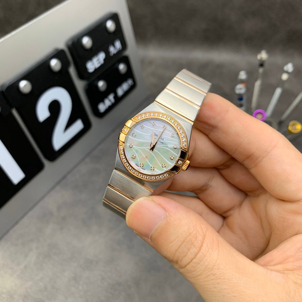 VARELLO CLASSIC LADIES 27MM QUARTZ DIAMOND BEZEL MOTHER OF PEARL DIAL