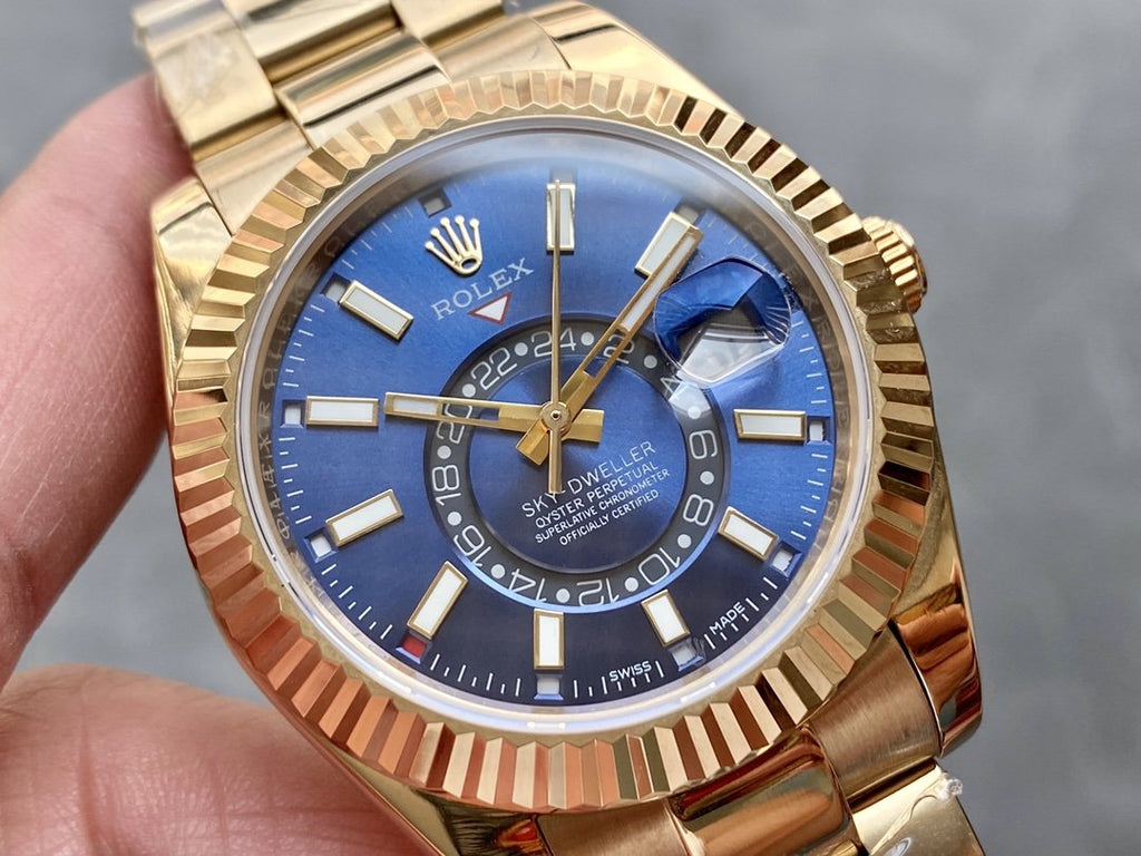 CLASSIC 42MM YELLOW GOLD-TONE BLUE DIAL WATCH