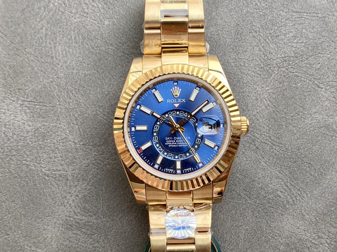 CLASSIC 42MM YELLOW GOLD-TONE BLUE DIAL WATCH