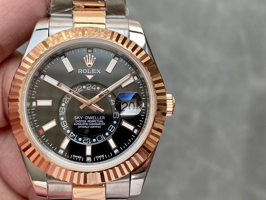 CLASSIC TWO-TONE 42MM ROSE GOLD-TONE BEZEL BLACK DIAL WATCH