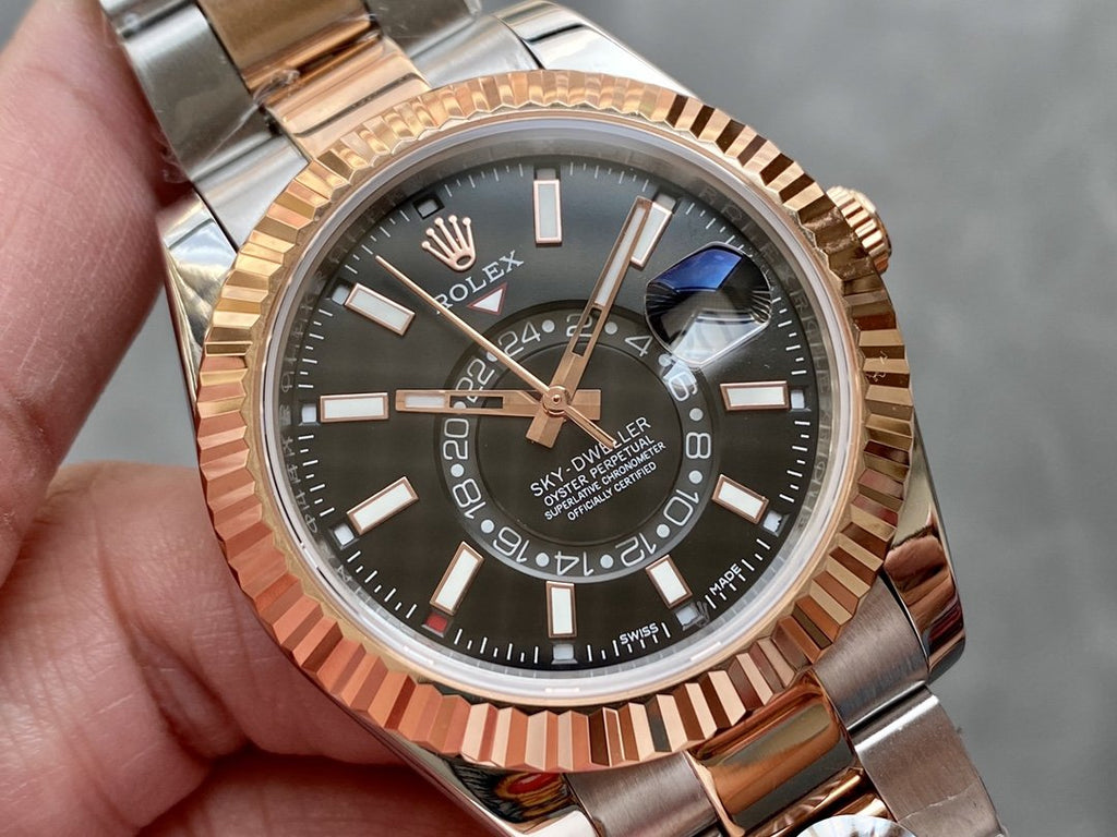 CLASSIC TWO-TONE 42MM ROSE GOLD-TONE BEZEL BLACK DIAL WATCH