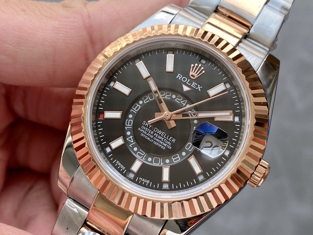 CLASSIC TWO-TONE 42MM ROSE GOLD-TONE BEZEL BLACK DIAL WATCH