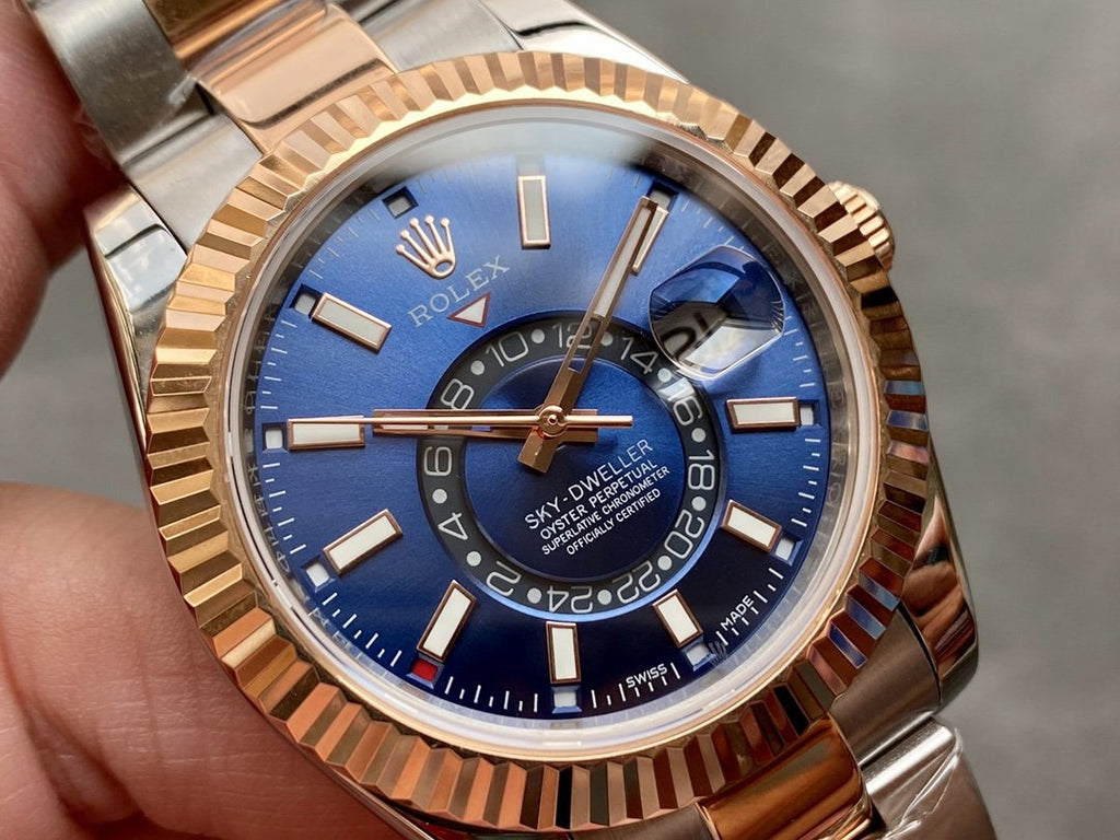 CLASSIC TWO-TONE 42MM ROSE GOLD-TONE BEZEL BLUE DIAL WATCH