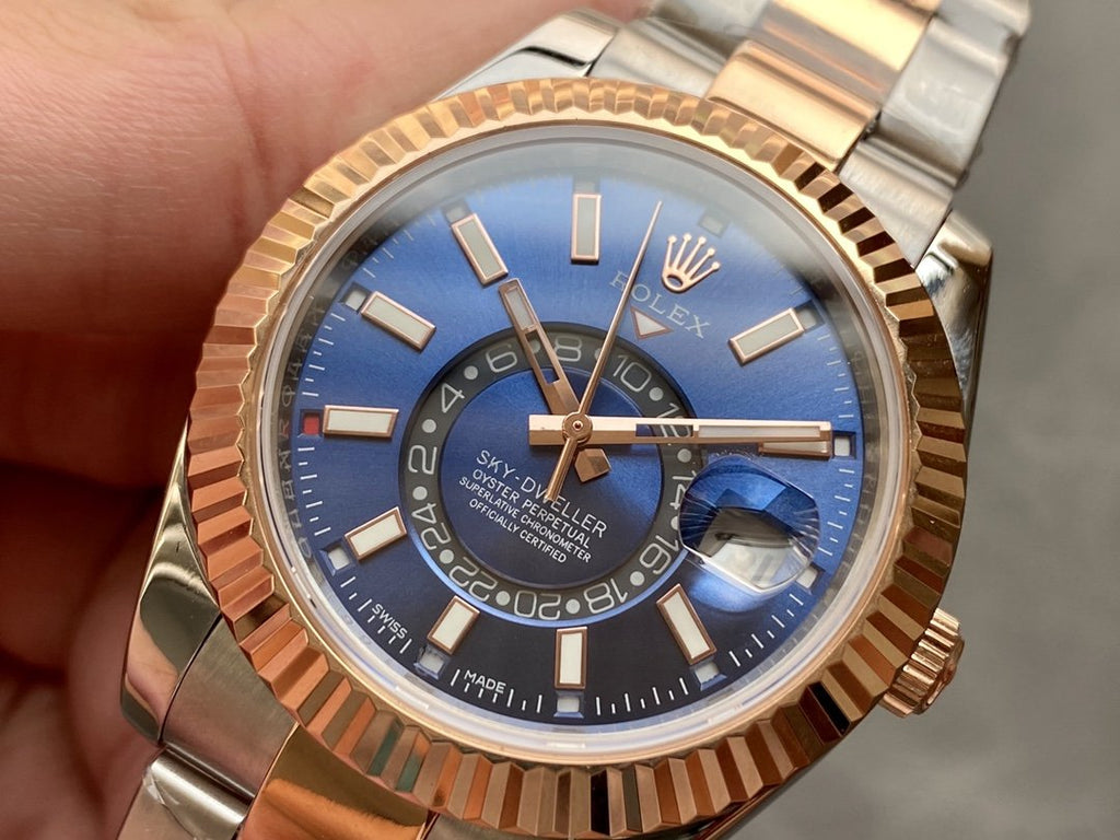 CLASSIC TWO-TONE 42MM ROSE GOLD-TONE BEZEL BLUE DIAL WATCH