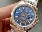CLASSIC 42MM STAINLESS STEEL BLUE DIAL STEEL BRACELET WATCH