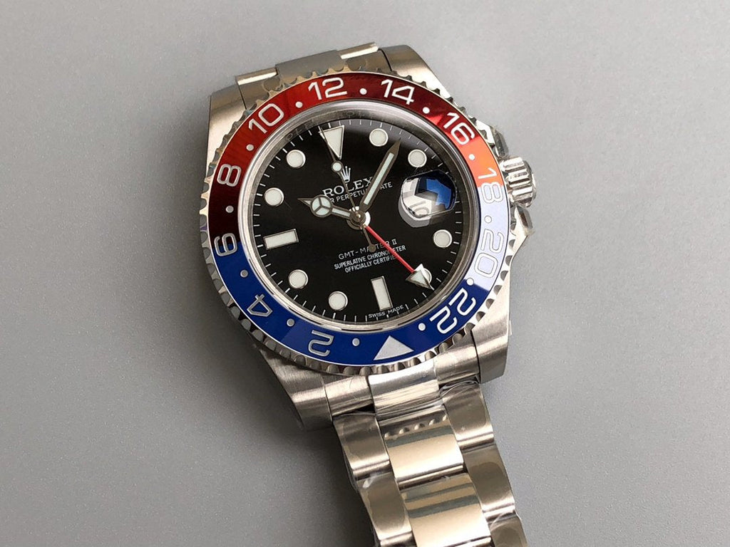 CLASSIC GMT RED & BLUE BEZEL STEEL BRACELET WATCH