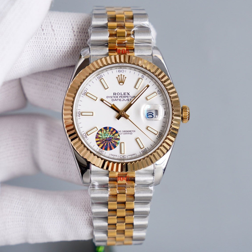 CLASSIC 41MM TWO-TONE WHITE DIAL STEEL BRACELET WATCH