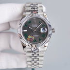 CLASSIC 41MM GREY ROMAN NUMERAL DIAL STEEL BRACELET WATCH