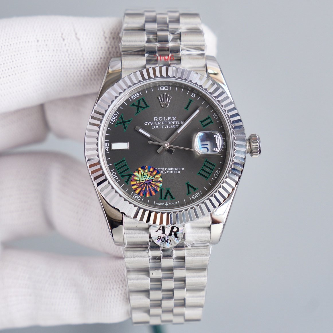 CLASSIC 41MM GREY ROMAN NUMERAL DIAL STEEL BRACELET WATCH