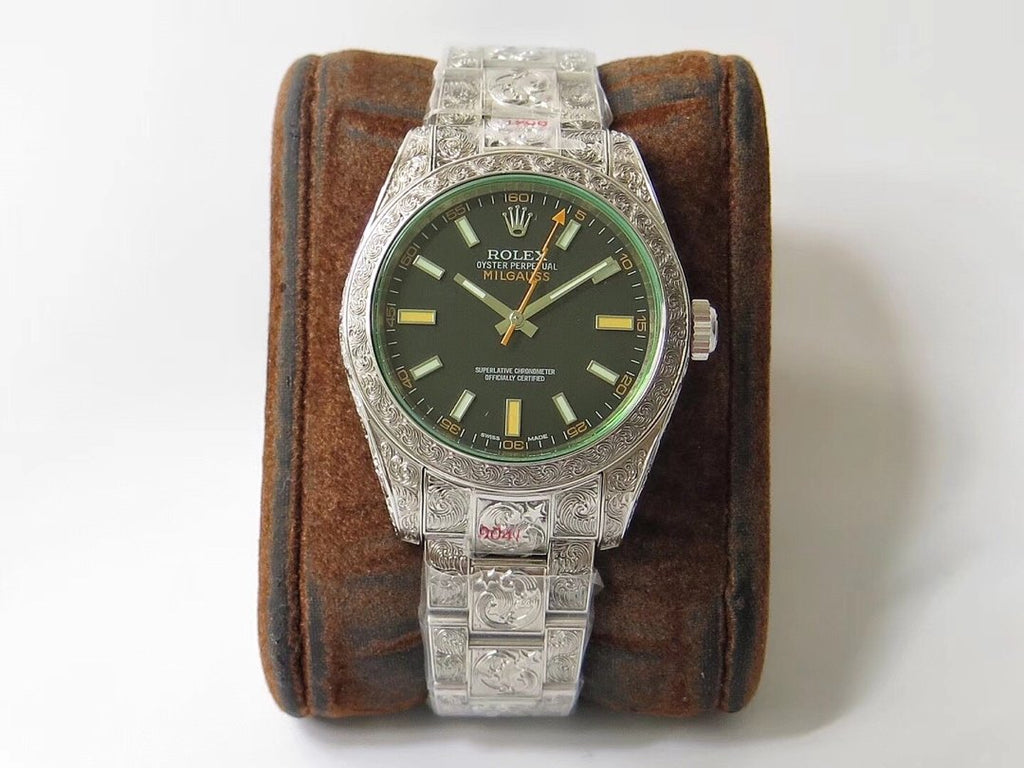 CLASSIC 40MM STAINLESS STEEL GREEN BLACK ORANGE DIAL