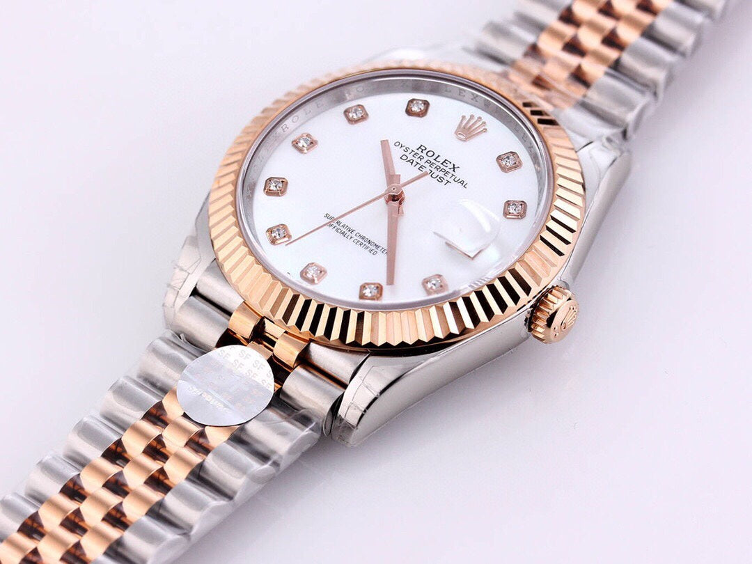 CLASSIC 41MM TWO-TONE WHITE DIAL DIAMOND NUMERAL WATCH