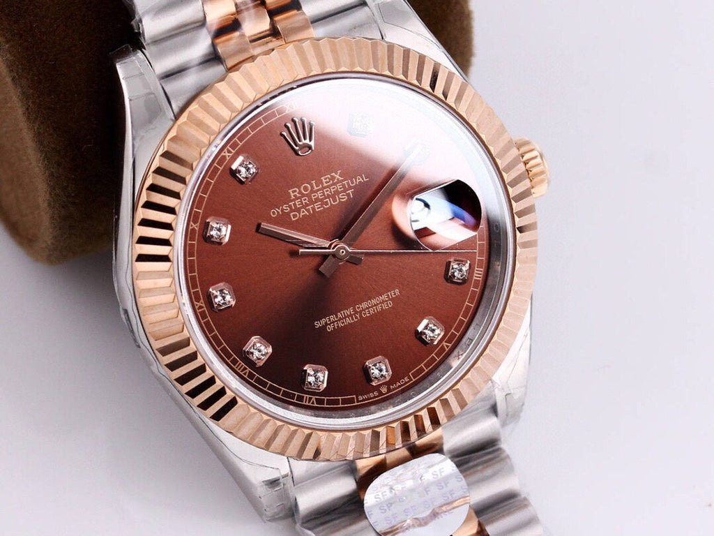CLASSIC 41 ROSE GOLD STEEL CHOCOLATE DIAMOND DIAL