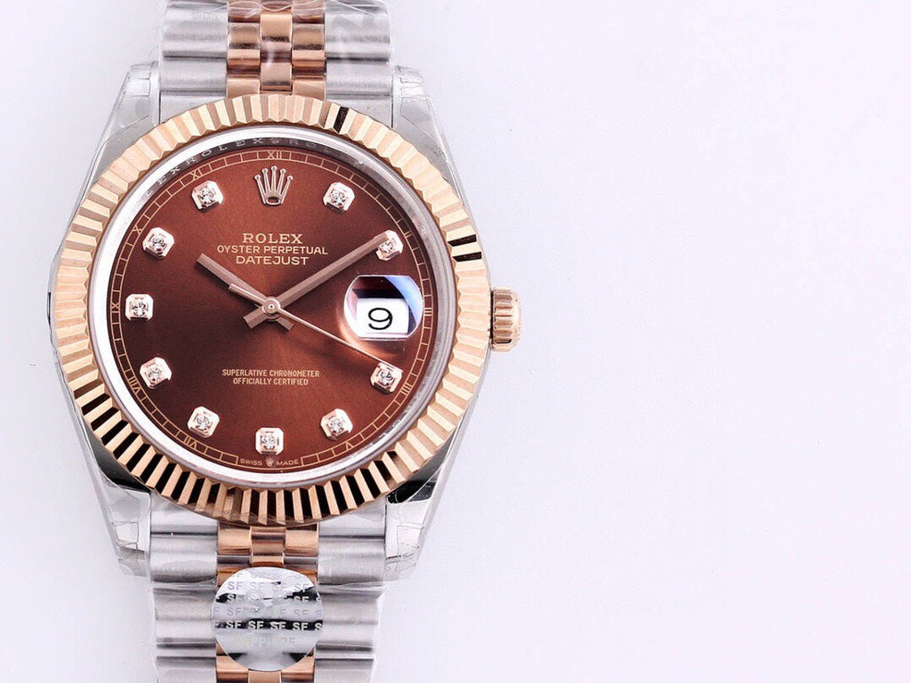 CLASSIC 41 ROSE GOLD STEEL CHOCOLATE DIAMOND DIAL