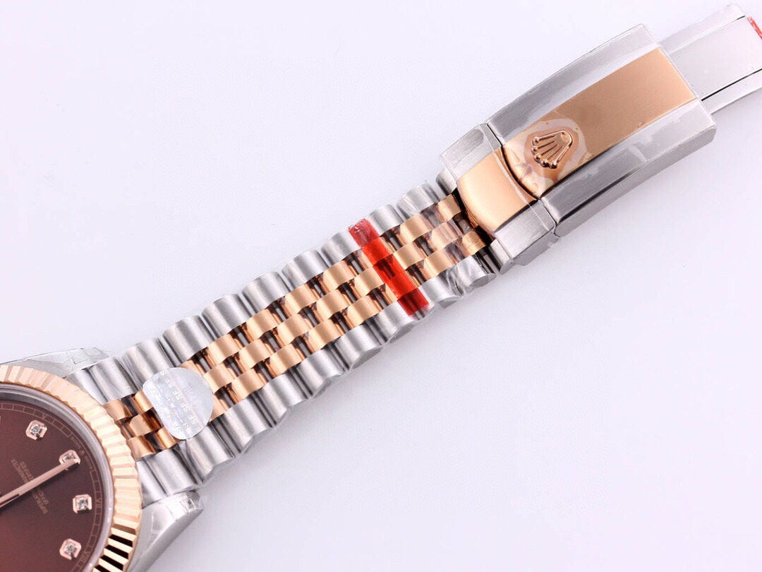 CLASSIC 41 ROSE GOLD STEEL CHOCOLATE DIAMOND DIAL