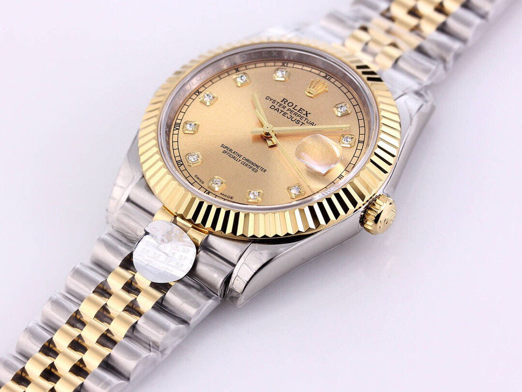 CLASSIC 41 TWO-TONE YELLOW DIAL DIAMOND NUMERALS