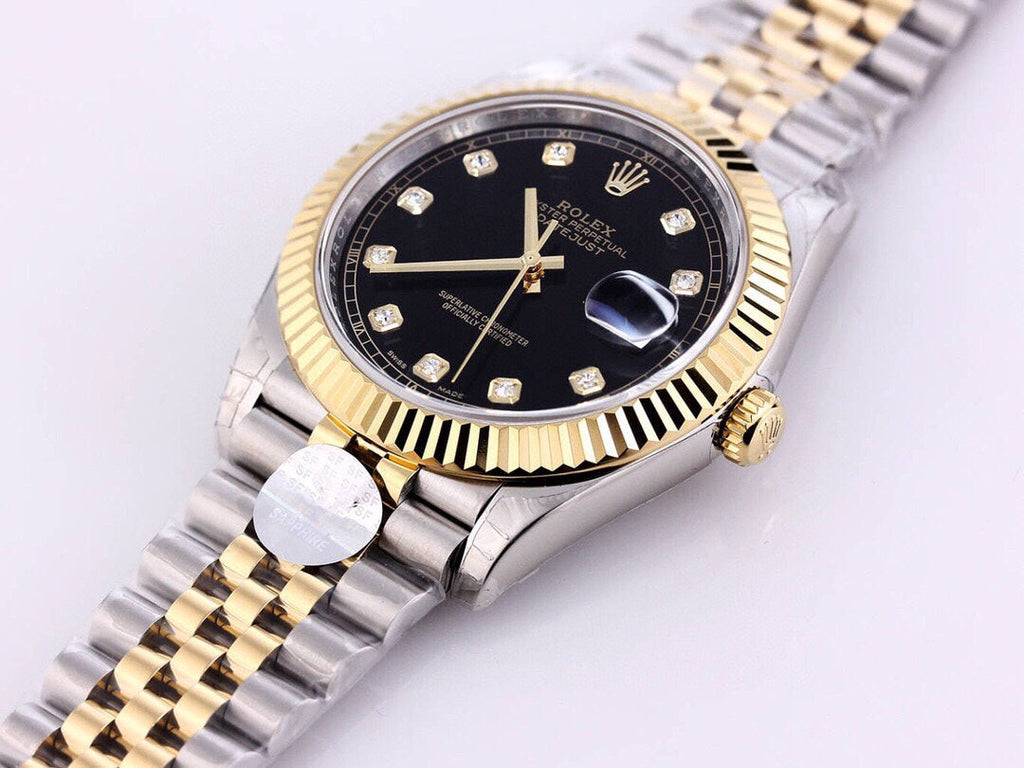 CLASSIC 41 TWO-TONE BLACK DIAL DIAMOND NUMERALS