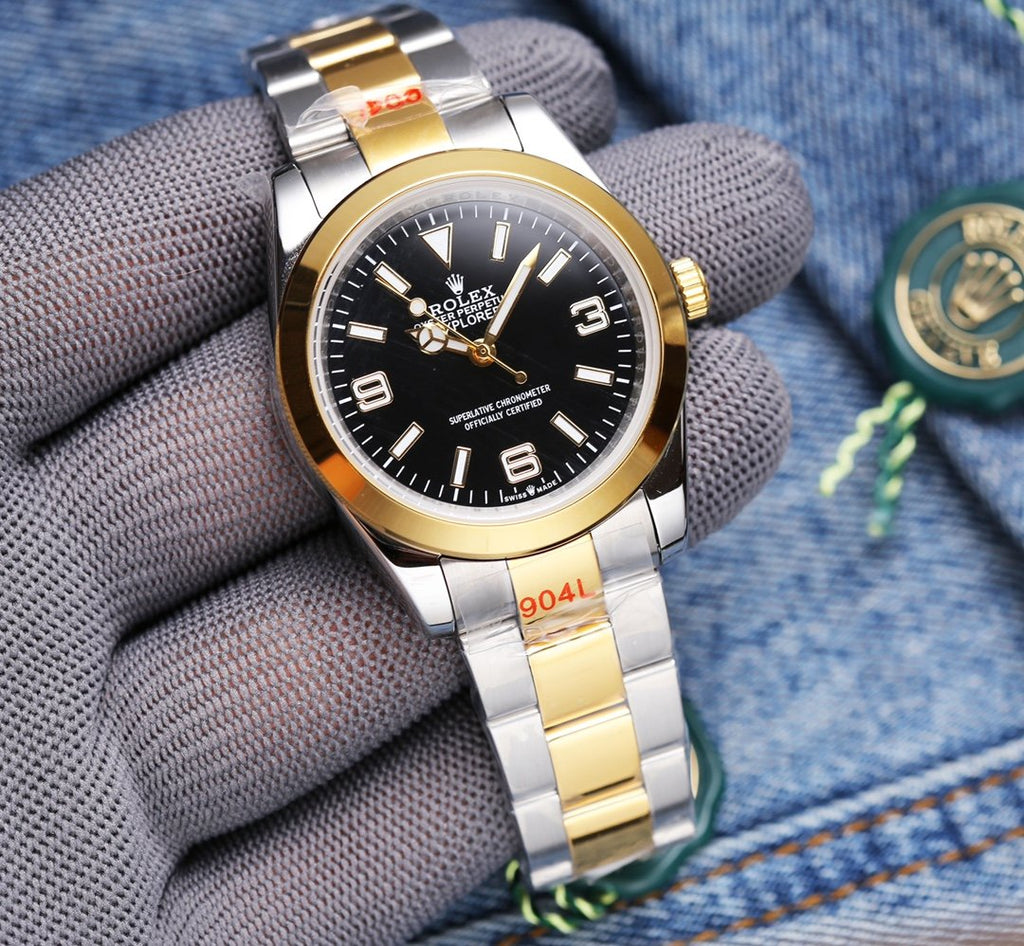 CLASSIC 41MM GOLD STEEL BLACK DIAL