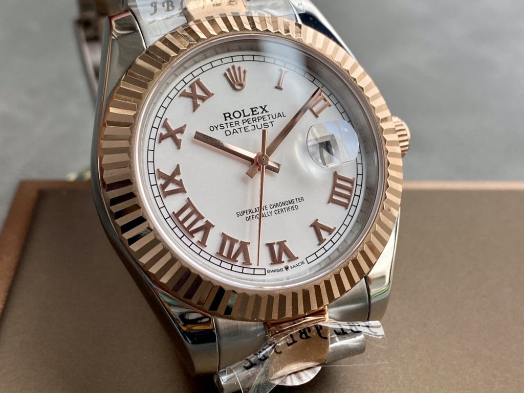 CLASSIC TWO-TONE GOLD-TONE & STAINLESS STEEL WHITE DIAL ARABIC NUMERAL BRACELET WATCH