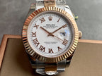 CLASSIC TWO-TONE GOLD-TONE & STAINLESS STEEL WHITE DIAL ARABIC NUMERAL BRACELET WATCH
