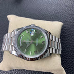 CLASSIC 41MM STAINLESS STEEL CASE GREEN DIAL DAY-DATE WATCH