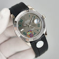 CLASSIC 41MM STAINLESS STEEL CASE GREY DIAL RUBBER STRAP WATCH