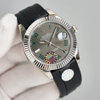 CLASSIC 41MM STAINLESS STEEL CASE GREY DIAL RUBBER STRAP WATCH