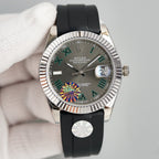 CLASSIC 41MM STAINLESS STEEL CASE GREY DIAL RUBBER STRAP WATCH