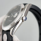 CLASSIC 41MM STAINLESS STEEL CASE GREY DIAL RUBBER STRAP WATCH