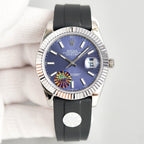 CLASSIC 41MM STAINLESS STEEL BLUE DIAL RUBBER STRAP WATCH