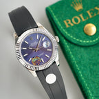 CLASSIC 41MM STAINLESS STEEL BLUE DIAL RUBBER STRAP WATCH