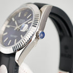 CLASSIC 41MM STAINLESS STEEL BLUE DIAL RUBBER STRAP WATCH