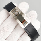 CLASSIC 41MM STAINLESS STEEL BLUE DIAL RUBBER STRAP WATCH
