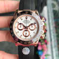 CLASSIC 40MM ROSE GOLD-TONE CASE WHITE DIAL RUBBER STRAP WATCH