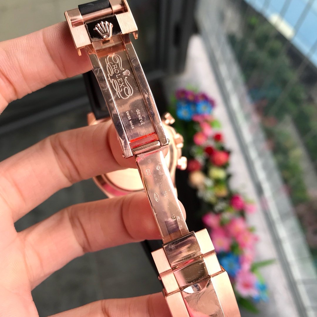 CLASSIC 40MM ROSE GOLD-TONE CASE WHITE DIAL RUBBER STRAP WATCH