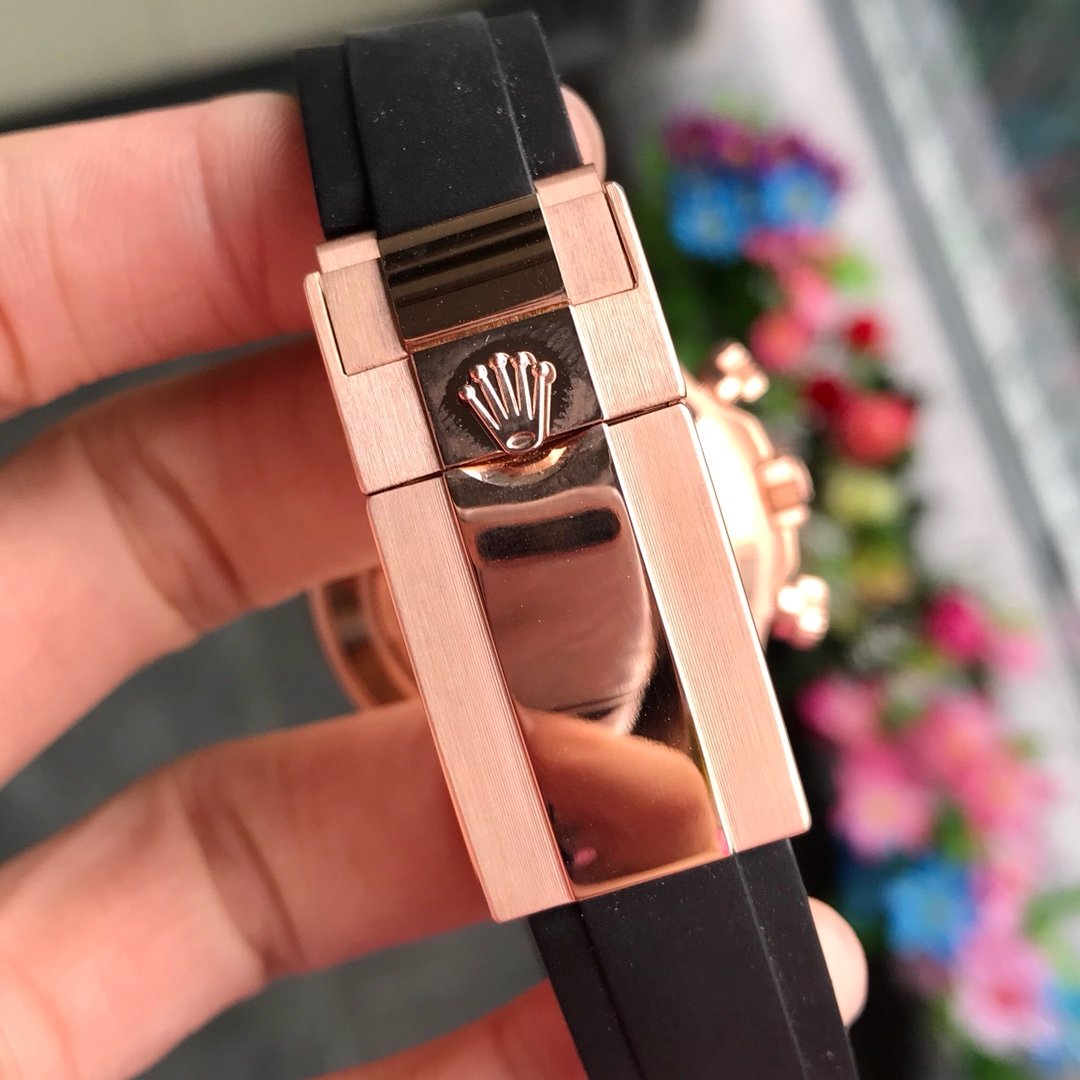 CLASSIC 40MM ROSE GOLD-TONE CASE WHITE DIAL RUBBER STRAP WATCH