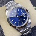 CLASSIC 41MM SMOOTH BEZEL BLUE DIAL STEEL BRACELET WATCH