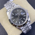 CLASSIC 41MM SMOOTH BEZEL GREY DIAL STEEL BRACELET WATCH