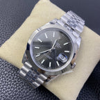 CLASSIC 41MM SMOOTH BEZEL GREY DIAL STEEL BRACELET WATCH