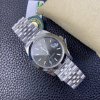 CLASSIC 41MM SMOOTH BEZEL GREY DIAL STEEL BRACELET WATCH