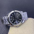 CLASSIC 41MM SMOOTH BEZEL GREY DIAL STEEL BRACELET WATCH