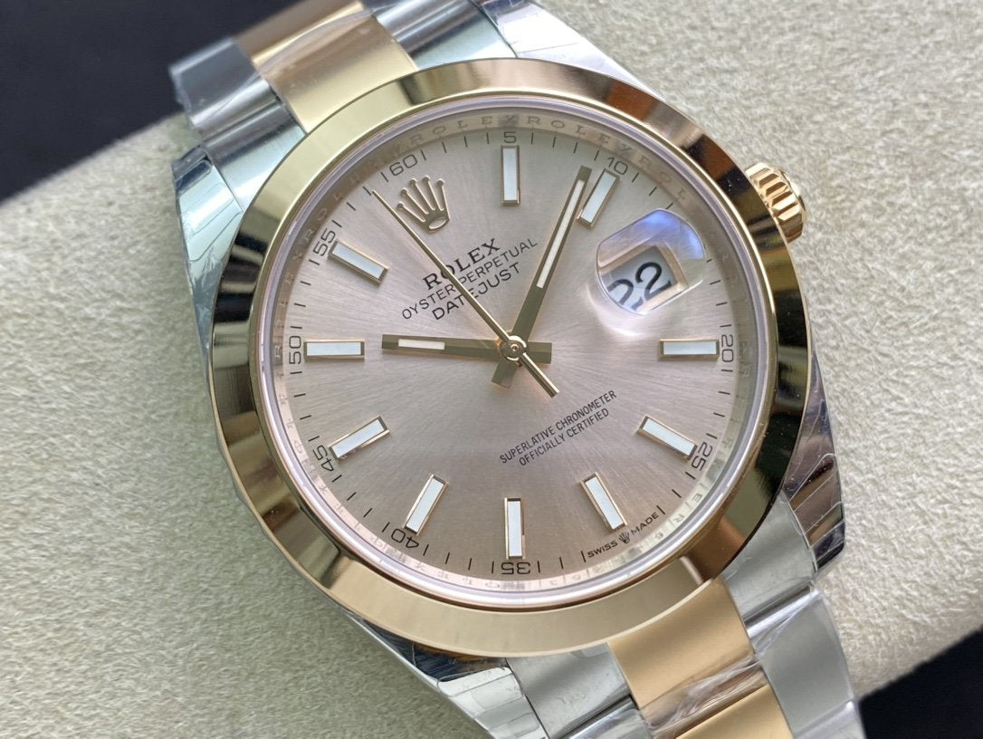 CLASSIC 41MM SMOOTH BEZEL GOLD-TONE STEEL GREY DIAL WATCH