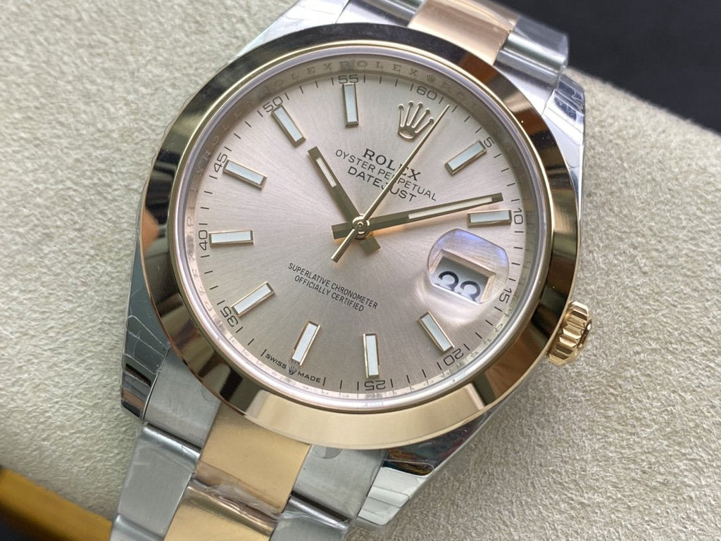 CLASSIC 41MM SMOOTH BEZEL GOLD-TONE STEEL GREY DIAL WATCH