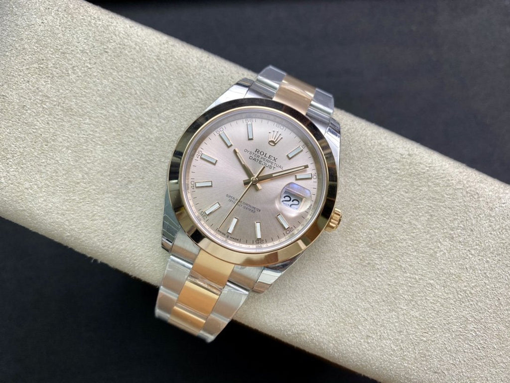 CLASSIC 41MM SMOOTH BEZEL GOLD-TONE STEEL GREY DIAL WATCH