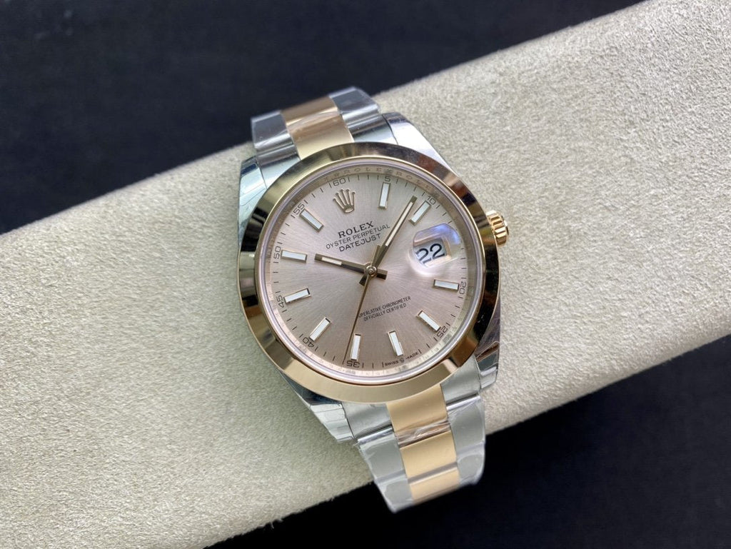 CLASSIC 41MM SMOOTH BEZEL GOLD-TONE STEEL GREY DIAL WATCH