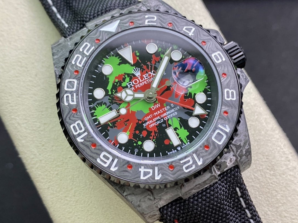 CLASSIC CARBON FIBER MULTI-COLOR DIAL GMT WATCH