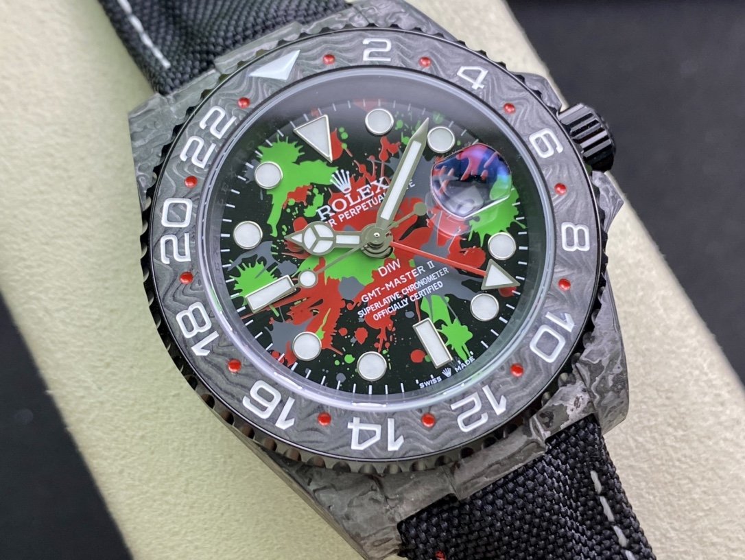 CLASSIC CARBON FIBER MULTI-COLOR DIAL GMT WATCH