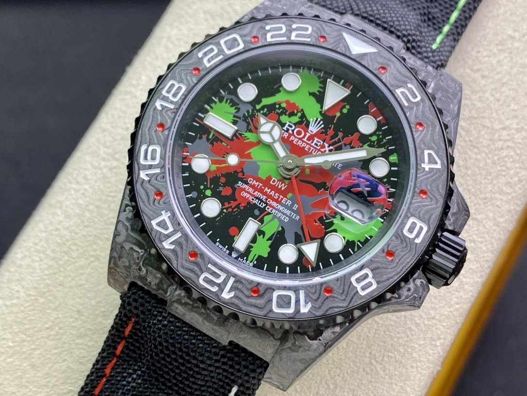 CLASSIC CARBON FIBER MULTI-COLOR DIAL GMT WATCH