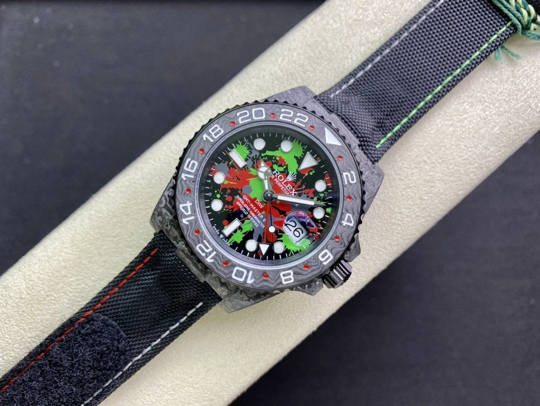 CLASSIC CARBON FIBER MULTI-COLOR DIAL GMT WATCH