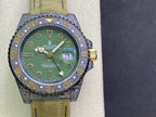 CLASSIC CARBON FIBER GREEN GMT WATCH